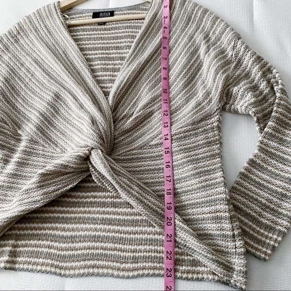 Grey Taupe & White Knotted Front Sweater - Picture 3 of 8